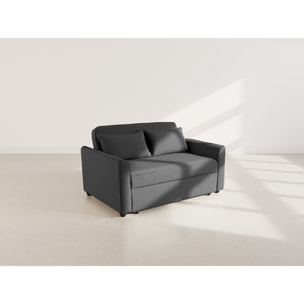 Ernest - Canapé droit 2 places convertible en velours côtelé - Noir