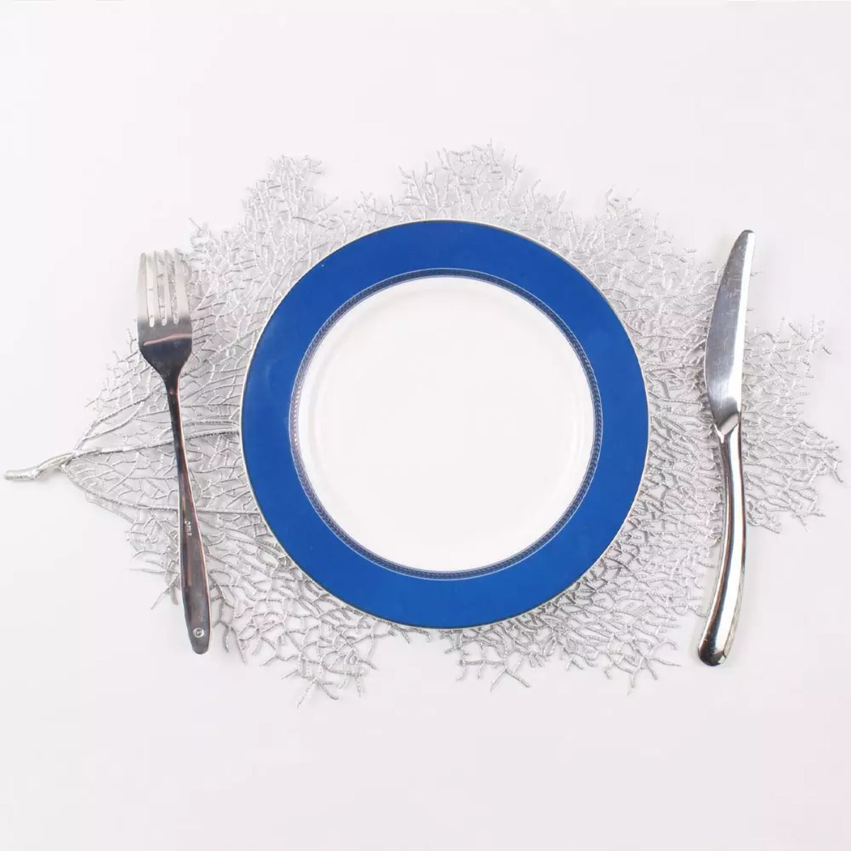 Lot de 6 Dessous d'assiette feuille argentée