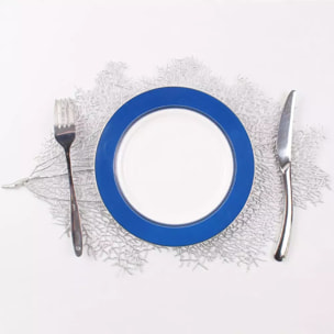Lot de 6 Dessous d'assiette feuille argentée