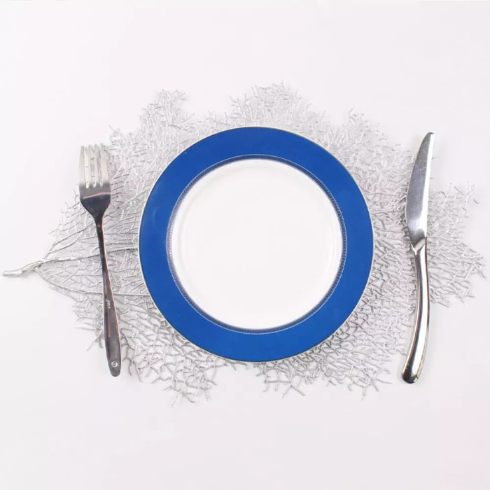 Lot de 6 Dessous d'assiette feuille argentée