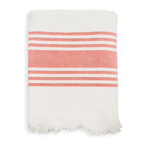 Fouta doublée éponge - Karabuk Mandarine - 90x160cm - 400g/m²