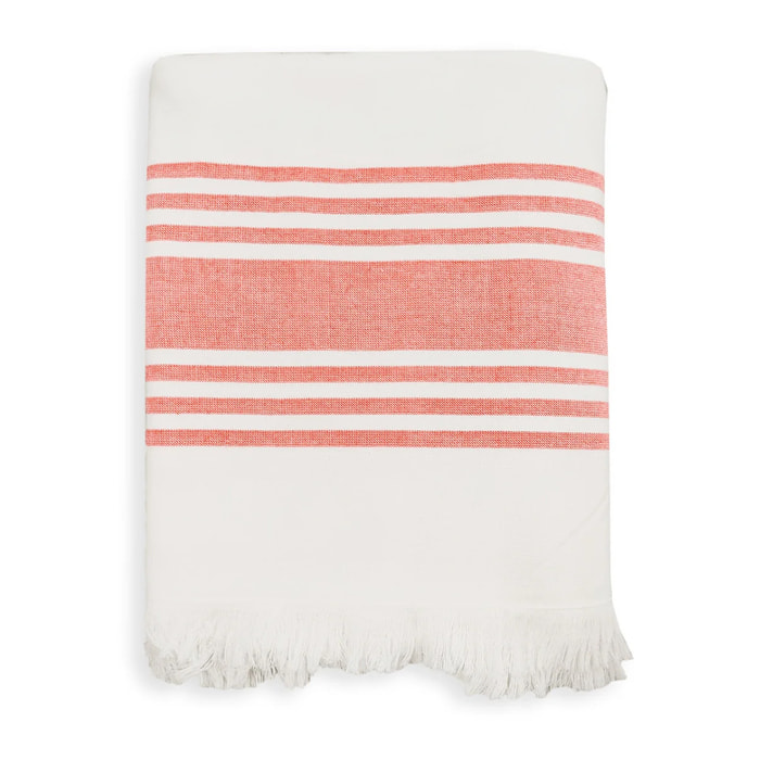 Fouta doublée éponge - Karabuk Mandarine - 90x160cm - 400g/m²