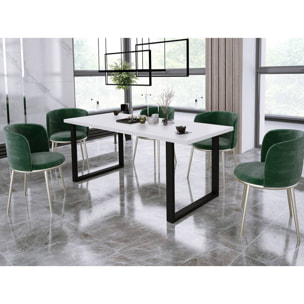 Caronal - table à manger - blanche et pieds noirs - 4 à 8 personnes - Blanc / Noir