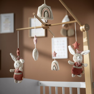 Mobile musical en bois avec jouets en coton