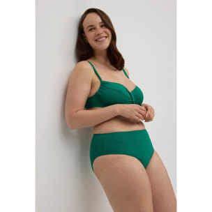 Slip bikini ad alta riduzione in micropiqué verde