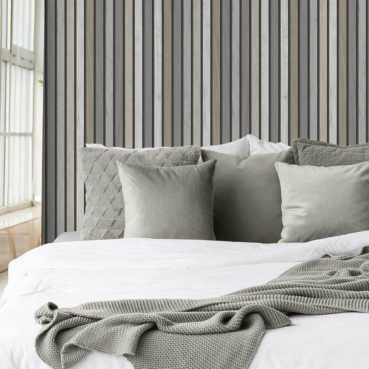 Papier peint lattes bois terracotta doux