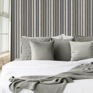 Papier peint lattes bois terracotta doux