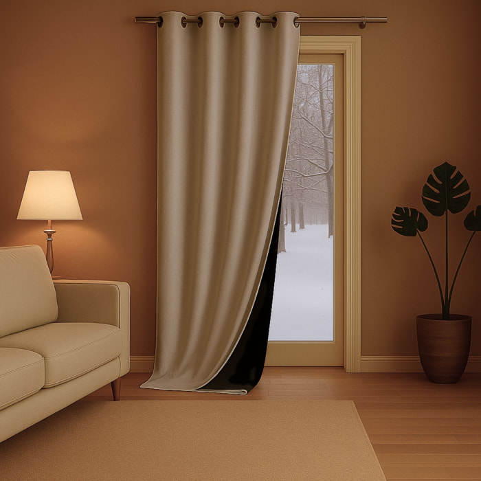 Rideau anti-froid doublé polaire - Taupe
