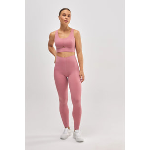 Leggings sportivi a compressione lunghi e piatti in rosa