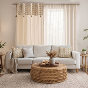 Coussin décoratif en jacquard à motif géométrique - Naturel