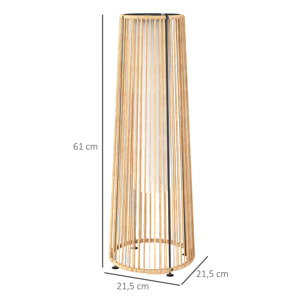 Linterna de Jardín de Ratá¡n Sintá©tico Farola Solar Exterior con Luces LED Encendido y Apagado Automá¡tico Impermeable para Terraza Balcón Patio Ø21,5x61 cm Natural