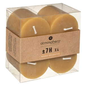 Lot de 4 bougies rustiques jaune 60g
