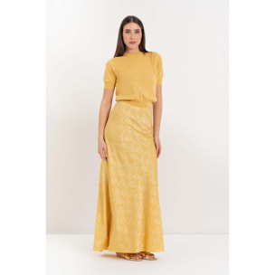 Kocca - Gonna lunga fluida in jacquard floreale a vita alta Donna