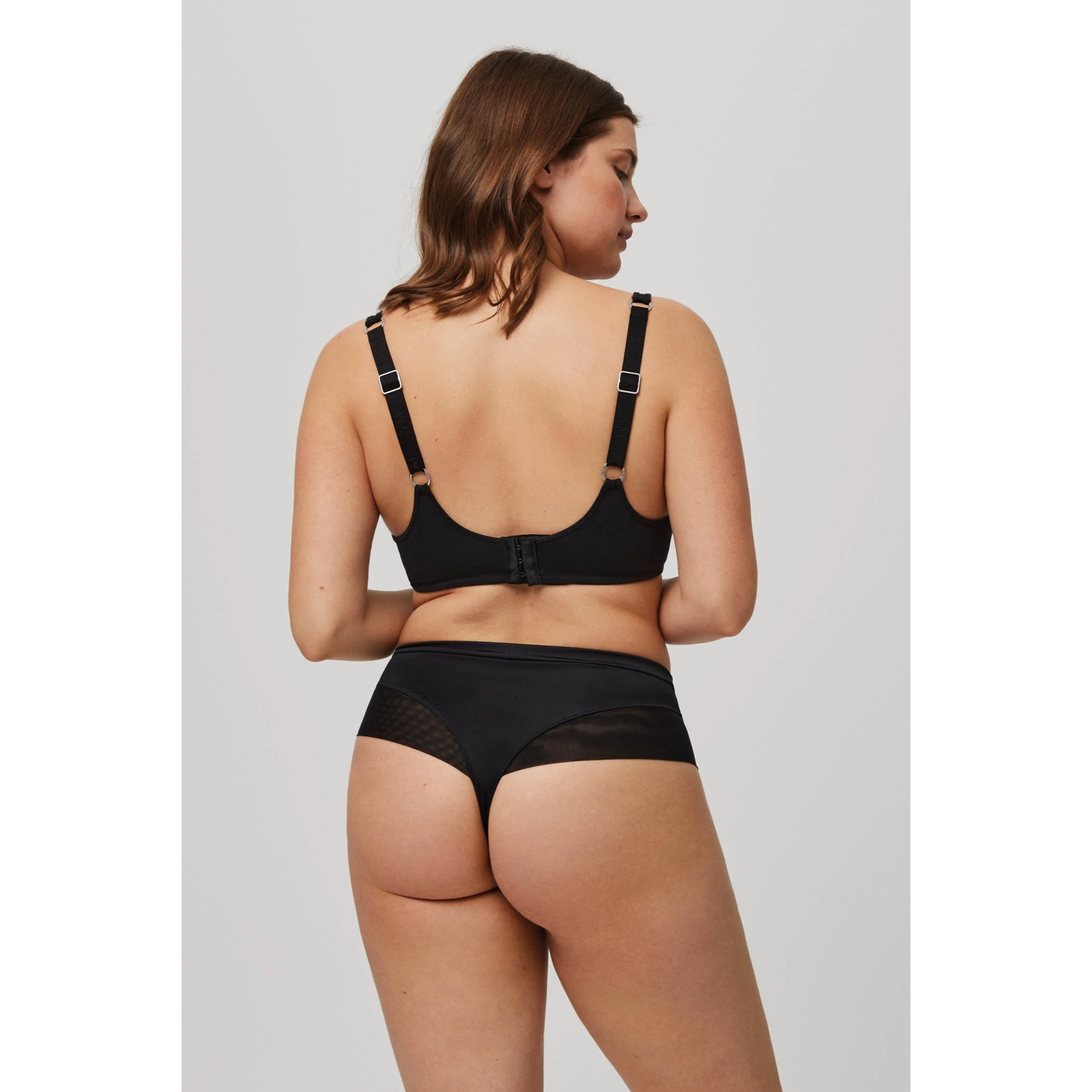 Perizoma a vita alta in microfibra nera