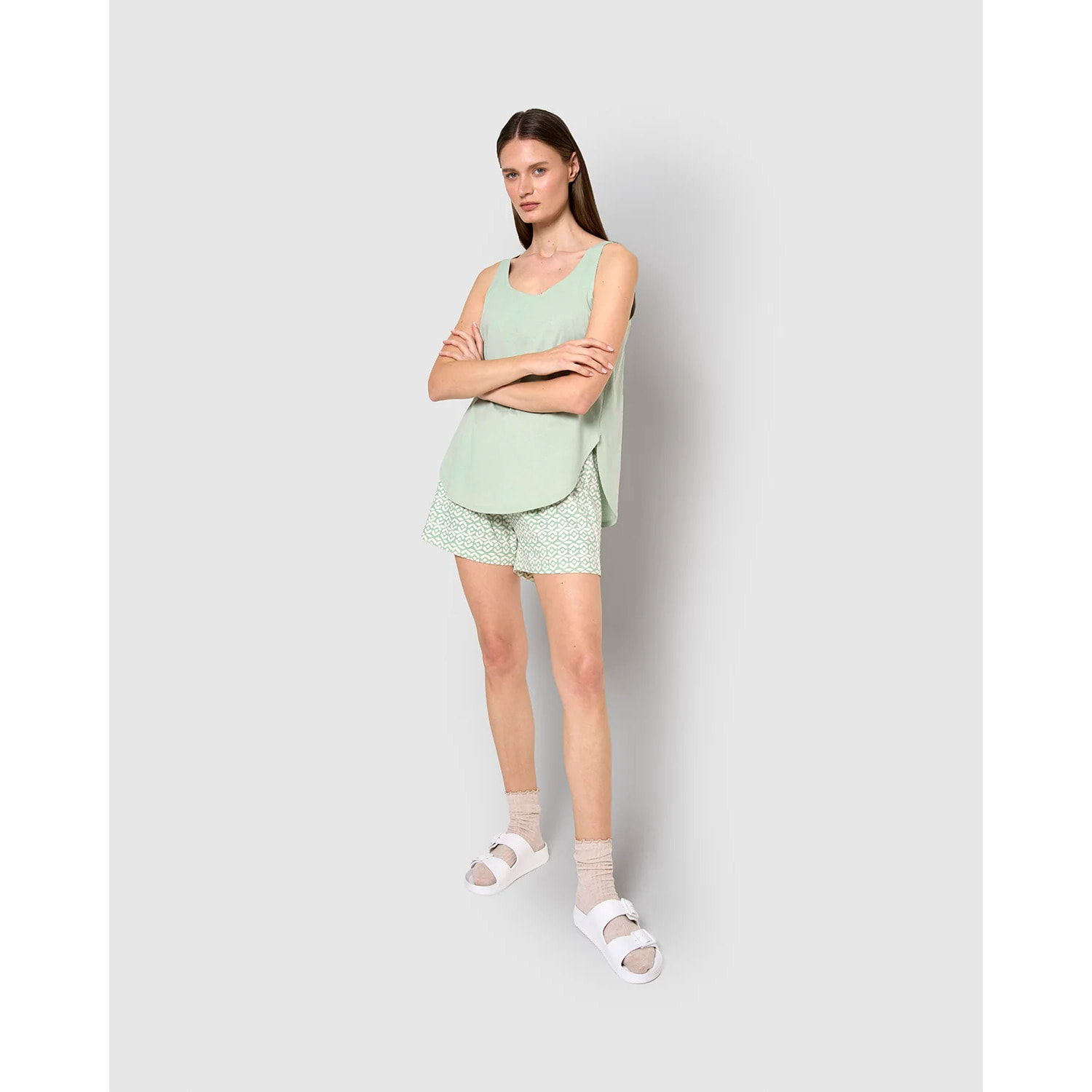 Pigiama spalline cotone agra verde chiaro