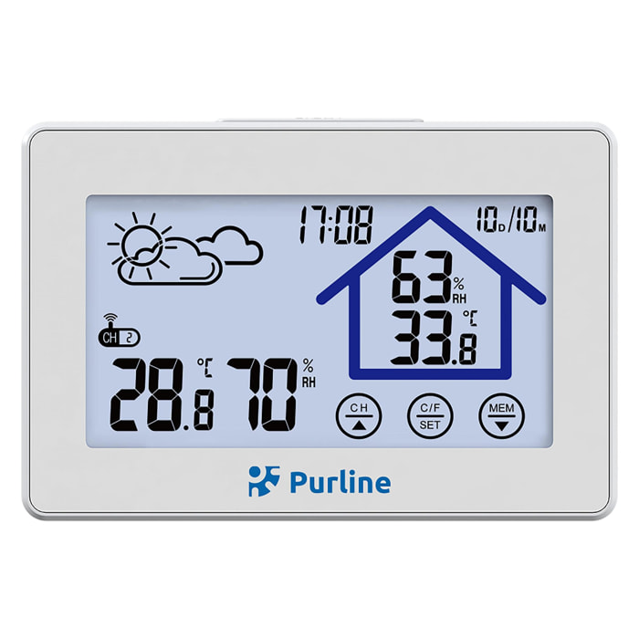 Estación meteorológica táctil con higrómetro y sensor exterior WS07N PURLINE