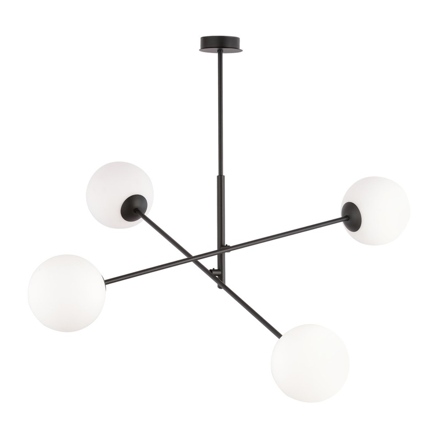 Lampada a sospensione LINEAR in acciaio nero e vetro opalino