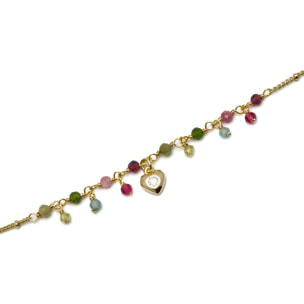 Pulsera de Cristal Morado acabada en oro amarillo de 18K