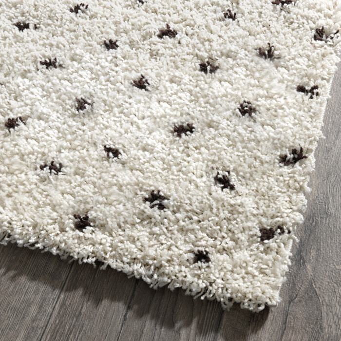 Asma - Tapis shaggy berbère, crème et café