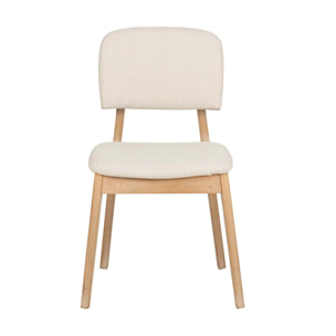 Silla Madera De Caucho Lino Beige 47x43x81 Cm