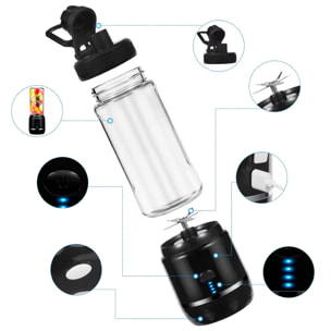 Batidora portátil HD-03-01 de 420 ml con potente motor de 240W y batería recargable de 4000mAh.