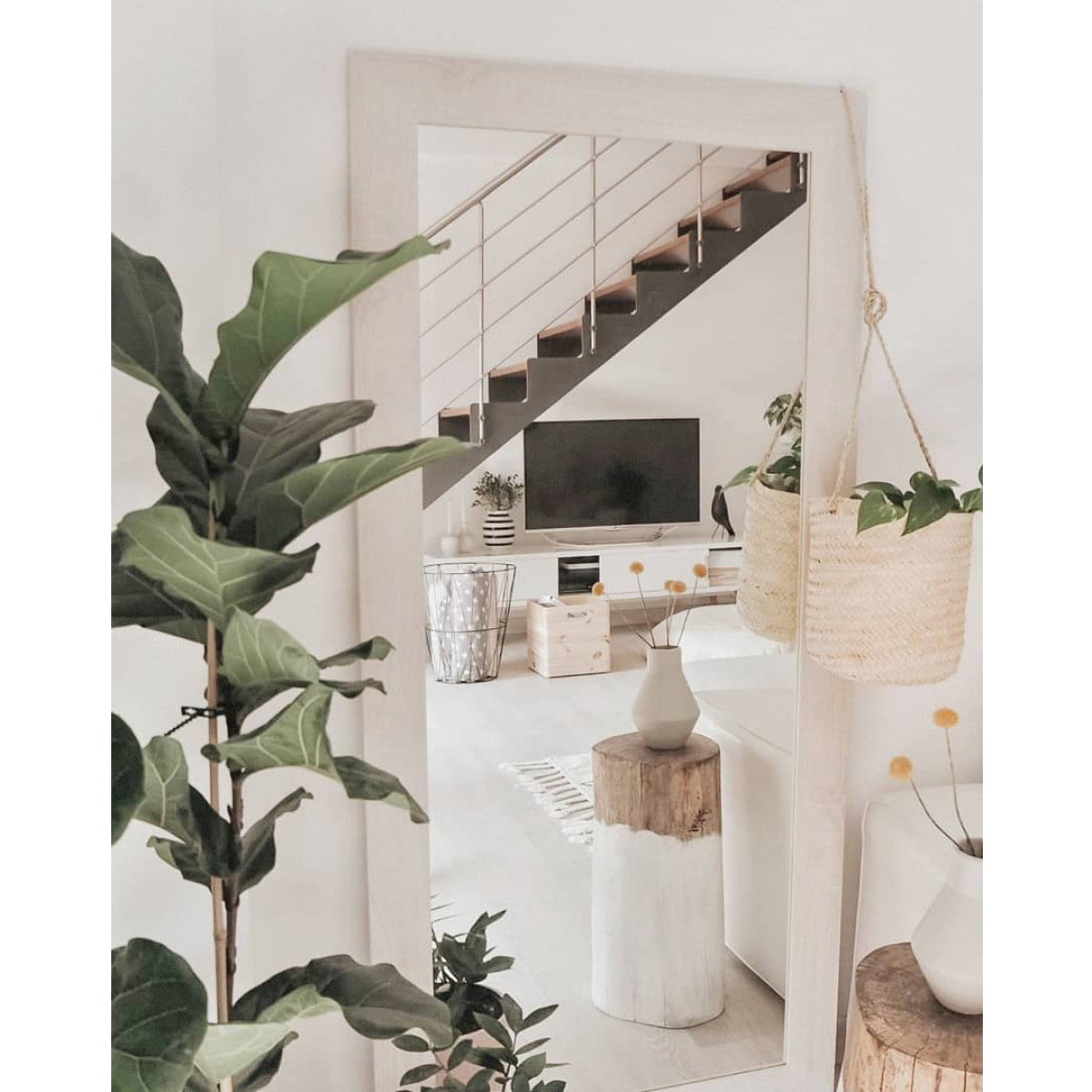 Miroir effet bois beige en différentes tailles