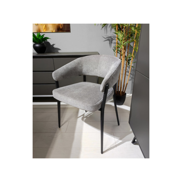 Chaise avec accoudoirs en tissu et structure en métal - ARNOLD