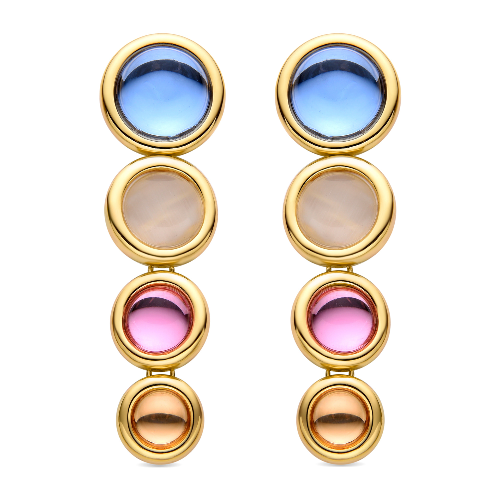 Pendientes de Cristal Multicolor acabados en oro amarillo de 18K
