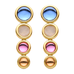 Pendientes de Cristal Multicolor acabados en oro amarillo de 18K