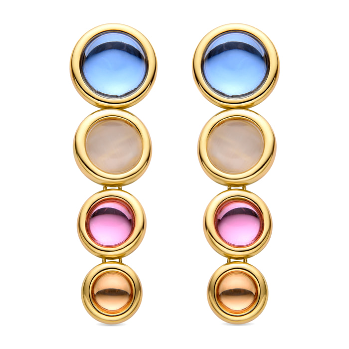 Pendientes de Cristal Multicolor acabados en oro amarillo de 18K