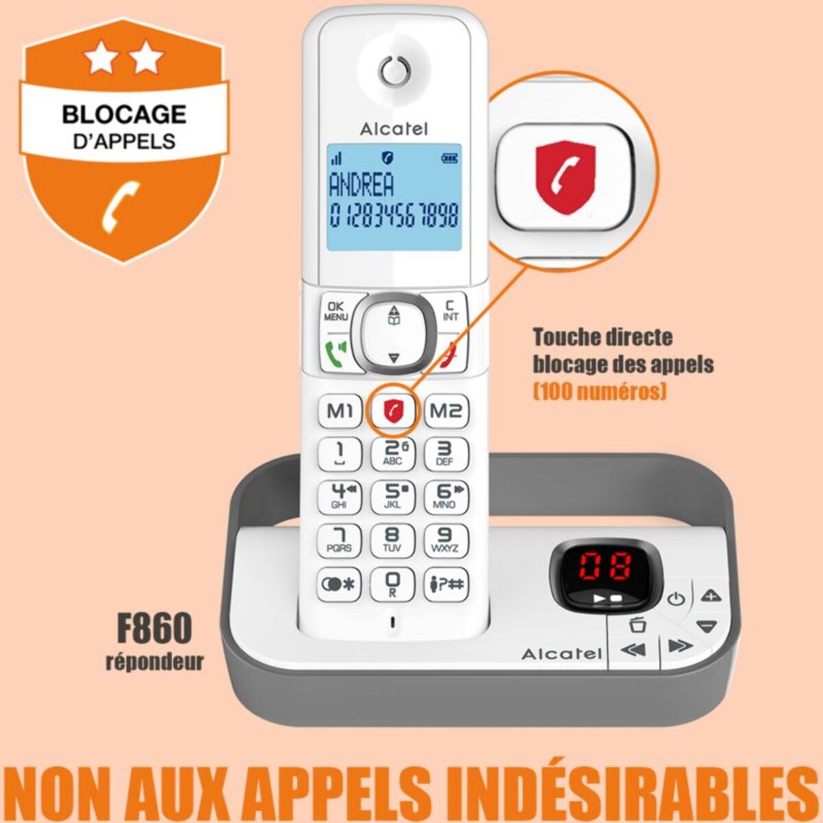 Téléphone sans fil ALCATEL F860 Voice duo grey