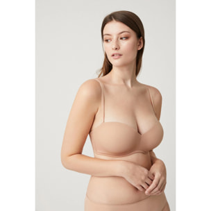 Reggiseno push-up multiposizione senza spalline beige, coppe B e C