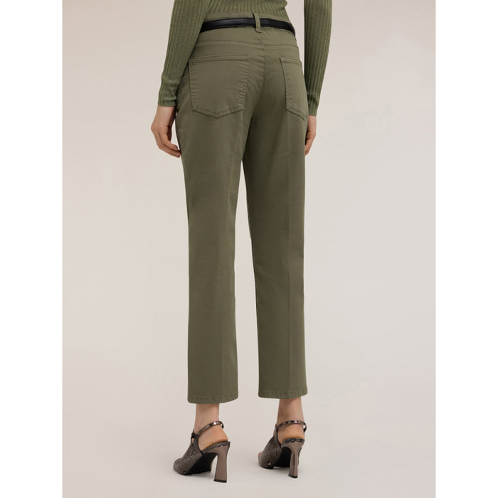 Motivi - Pantalón modelo carrot Rianne de algodón - Verde militare