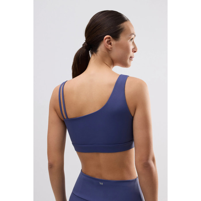 Reggiseno sportivo asimmetrico leggero blu navy