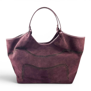 Bolso de hombro Cheval Firenze Madera Suede Burdeos