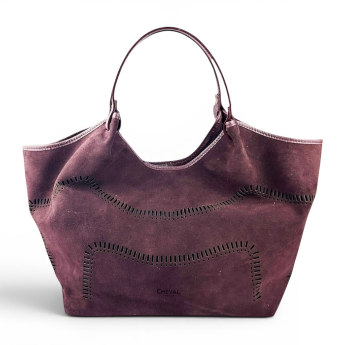 Bolso de hombro Cheval Firenze Madera Suede Burdeos