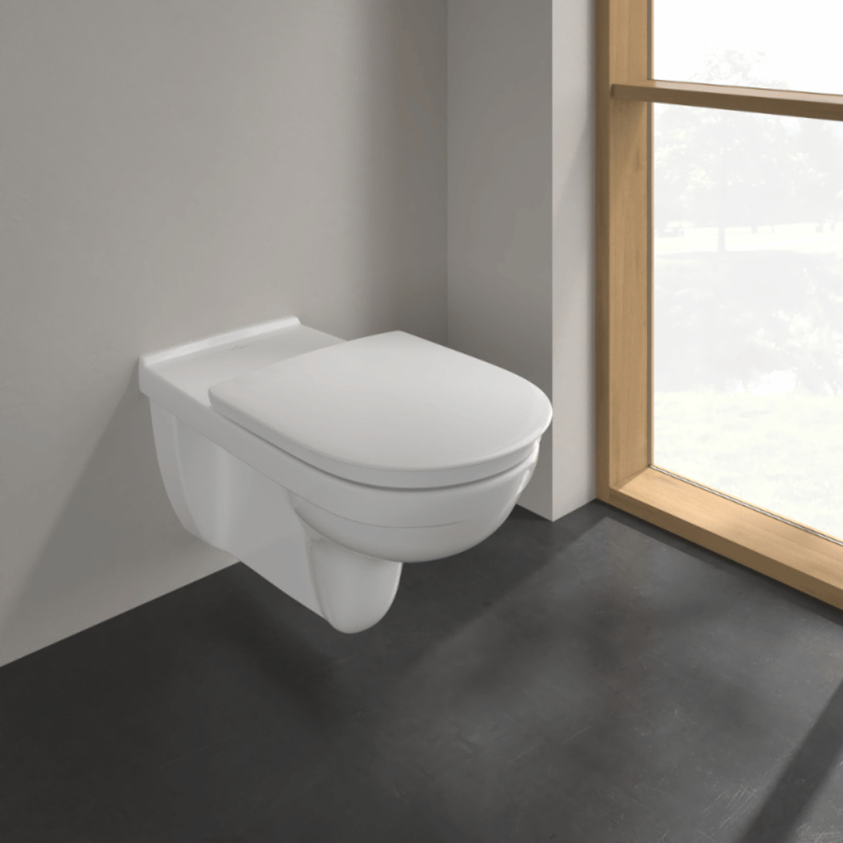 Cuvette WC suspendu PMR sans bride VILLEROY & BOCH ViCare blanc + Abattant WC amovible frein de chute