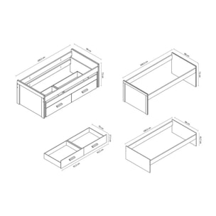 Cama doble juvenil Lara Cambria - Grafito