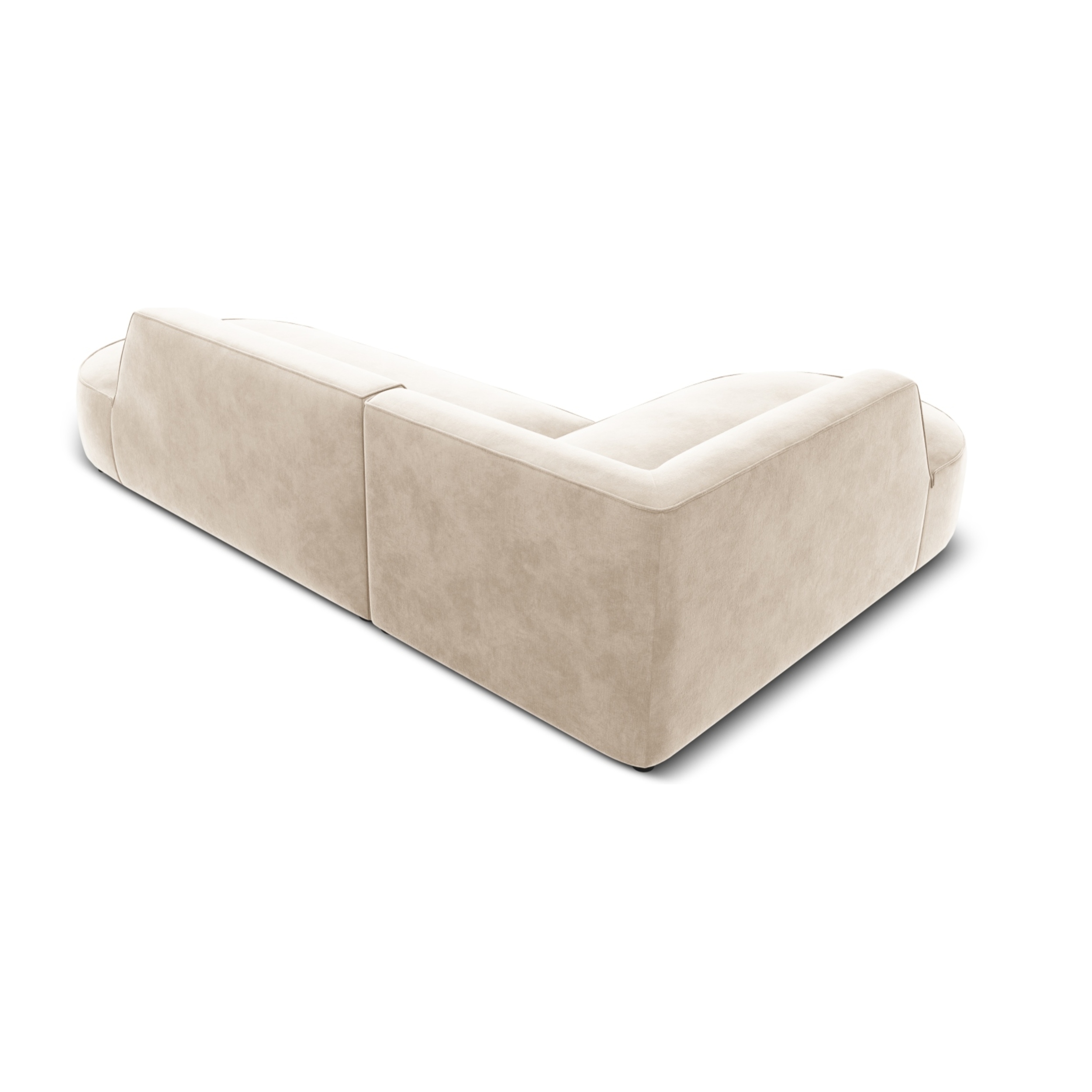 Canapé d'angle gauche "Charles" 4 places en velours beige clair