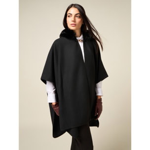 Oltre - Maxi poncho con capucha - Negro