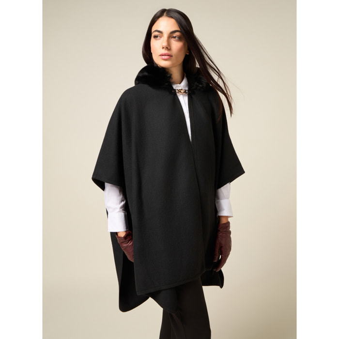 Oltre - Maxi poncho con capucha - Negro