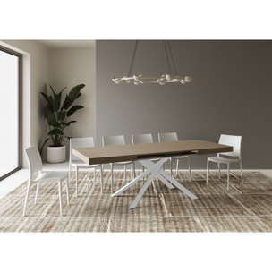 Table extensible 90x120/380 cm Karida taupe pieds blanc