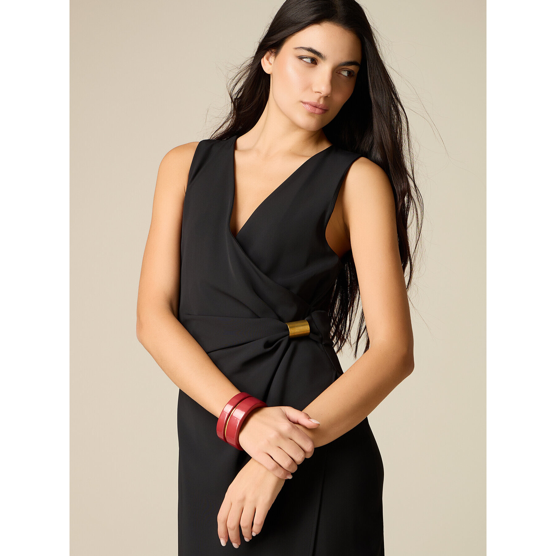 Oltre - Vestido midi cruzado - Negro