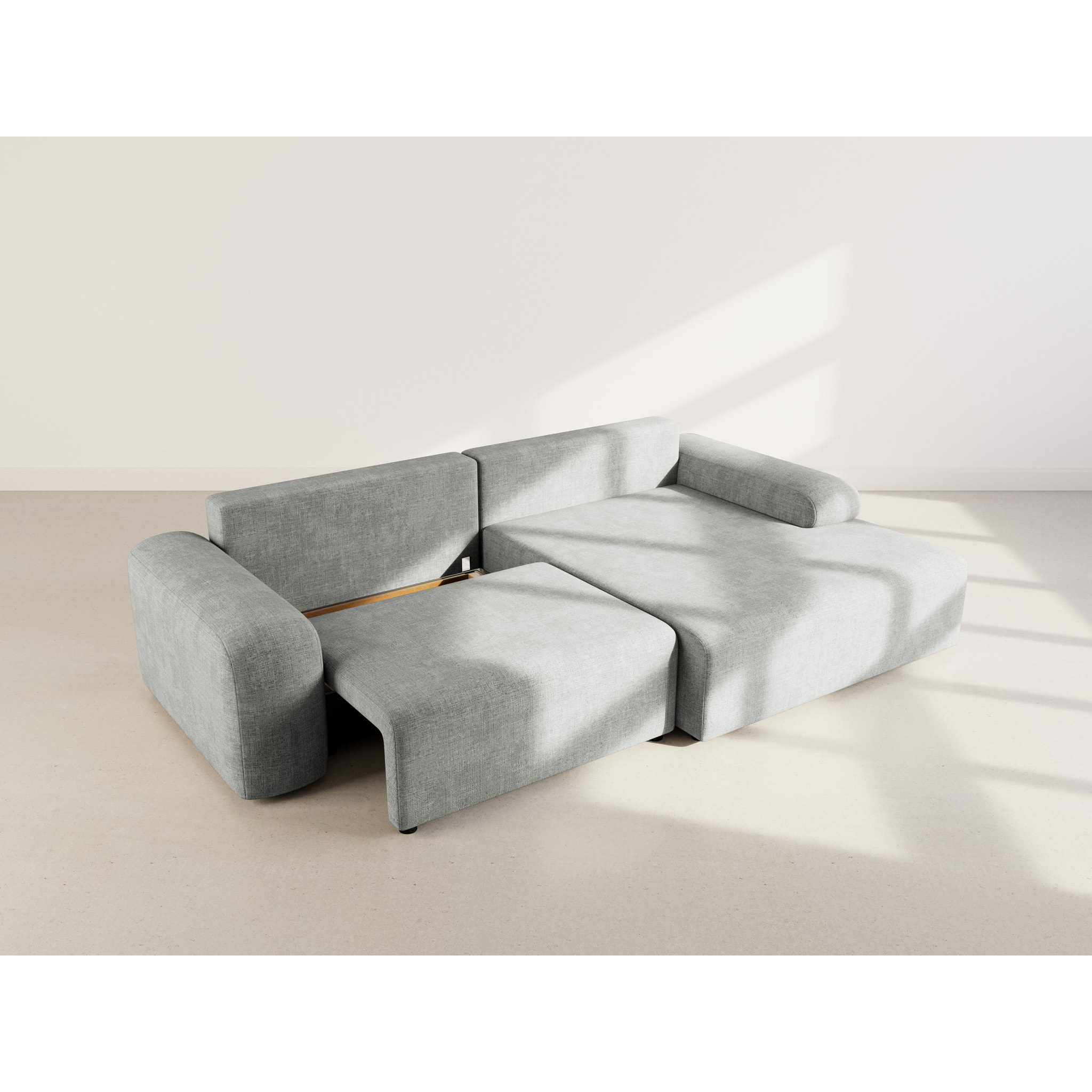 Rebecca - canapé d'angle droit 4 places convertible avec coffre en velours texturé - Gris