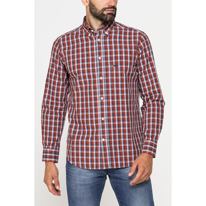 CAMICIA FANTASIA TINTO FILO CON COLLO BUTTON-DOWN