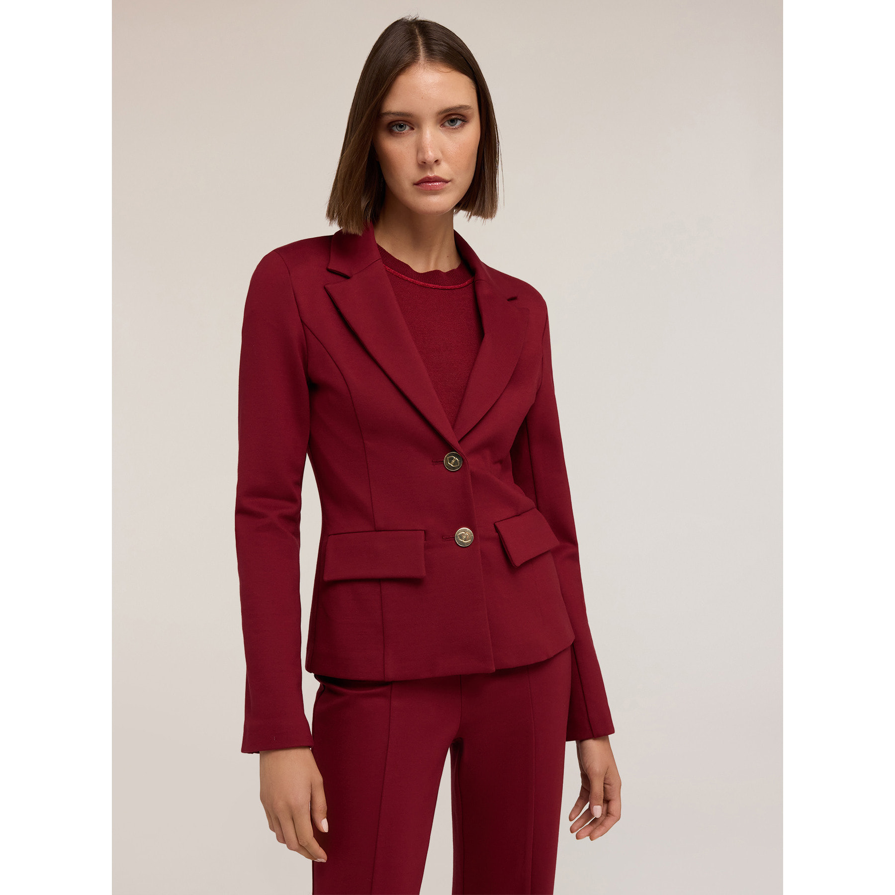 Motivi - Blazer sfoderata in punto milano - Bordeaux