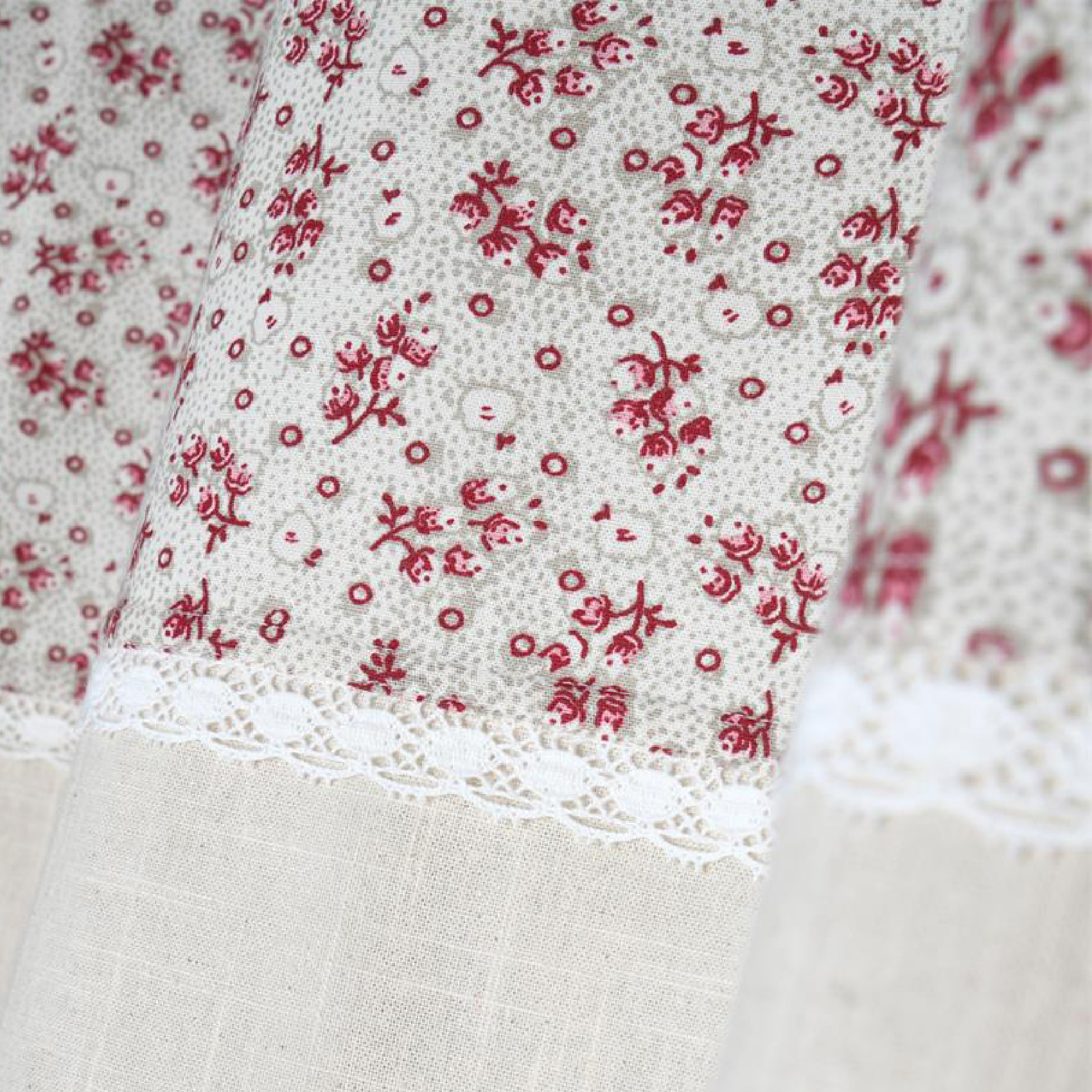 Rideau coton imprimé petites fleurs - Rose