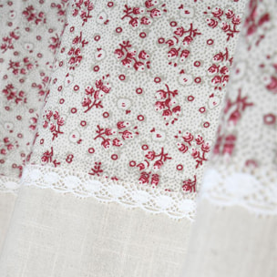 Rideau coton imprimé petites fleurs - Rose