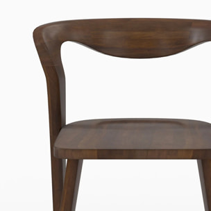 Chaise en bois d'hévéa foncé, dossier courbé - Vega