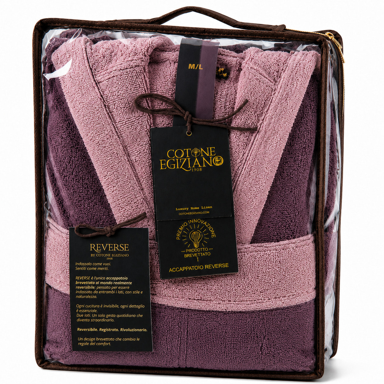COTONE EGIZIANO Accappatoio Reverse in cotone egiziano 430 gr_Pink Mela